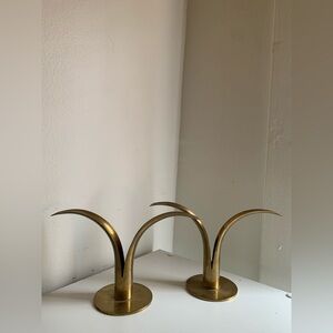Vintage Brass Lily Candle Holders made in Sweden Belli Malmo Midcentury Modern